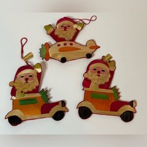 🎄Vintage Ornaments-Set of 3 Handmade Santa Claus Corn Husk